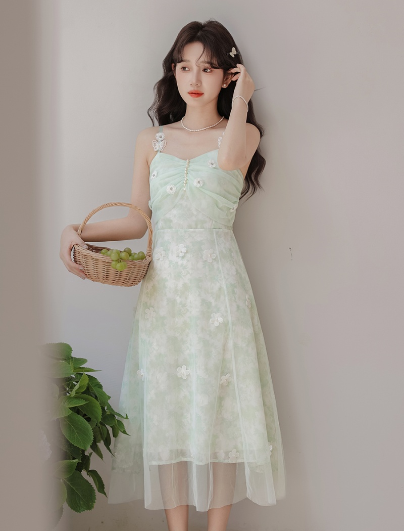 Sling cardigan floral dress 2pcs set