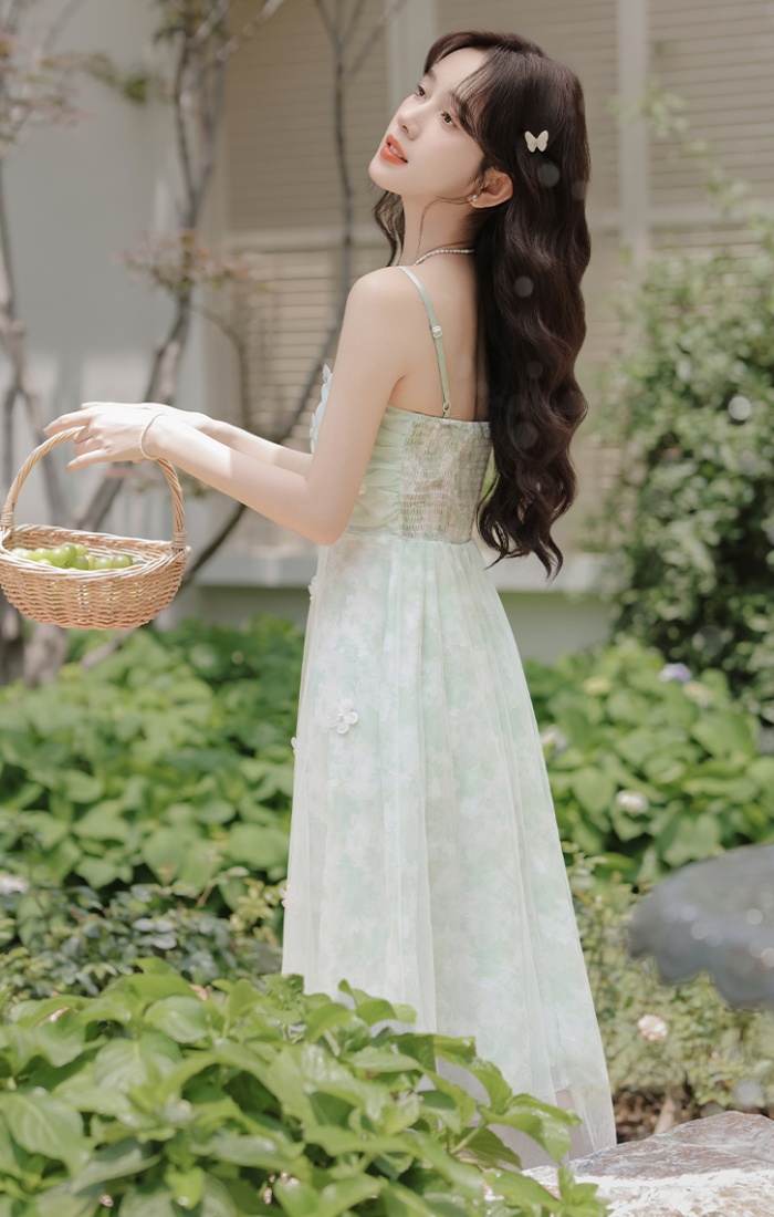 Sling cardigan floral dress 2pcs set