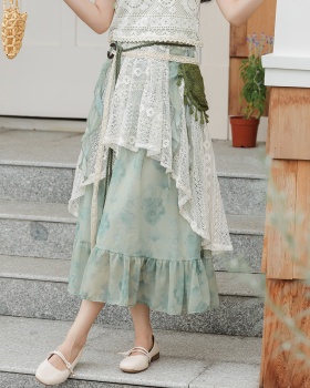Pastoral style) summer seaside Bohemian style skirt