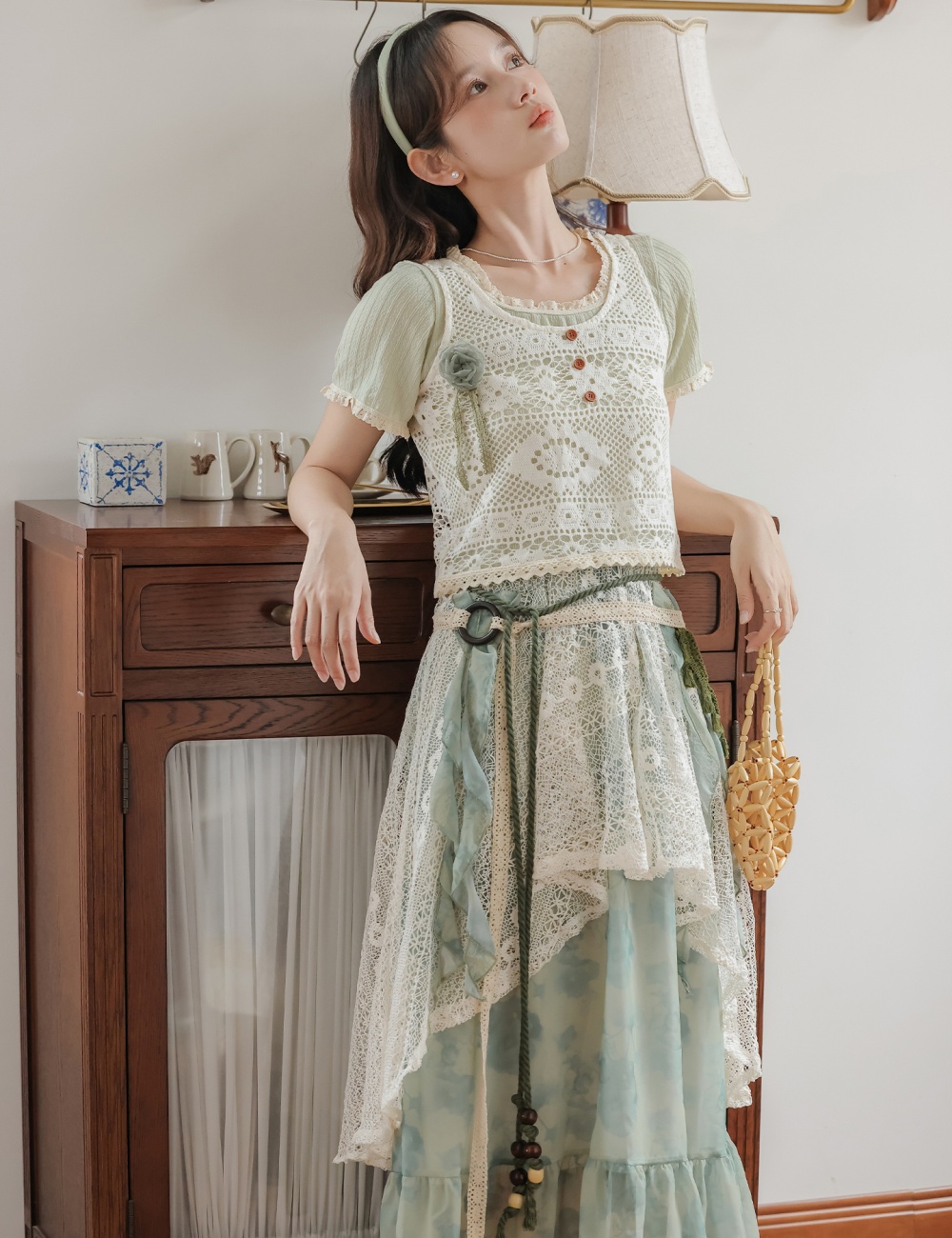 Pastoral style) summer seaside Bohemian style skirt