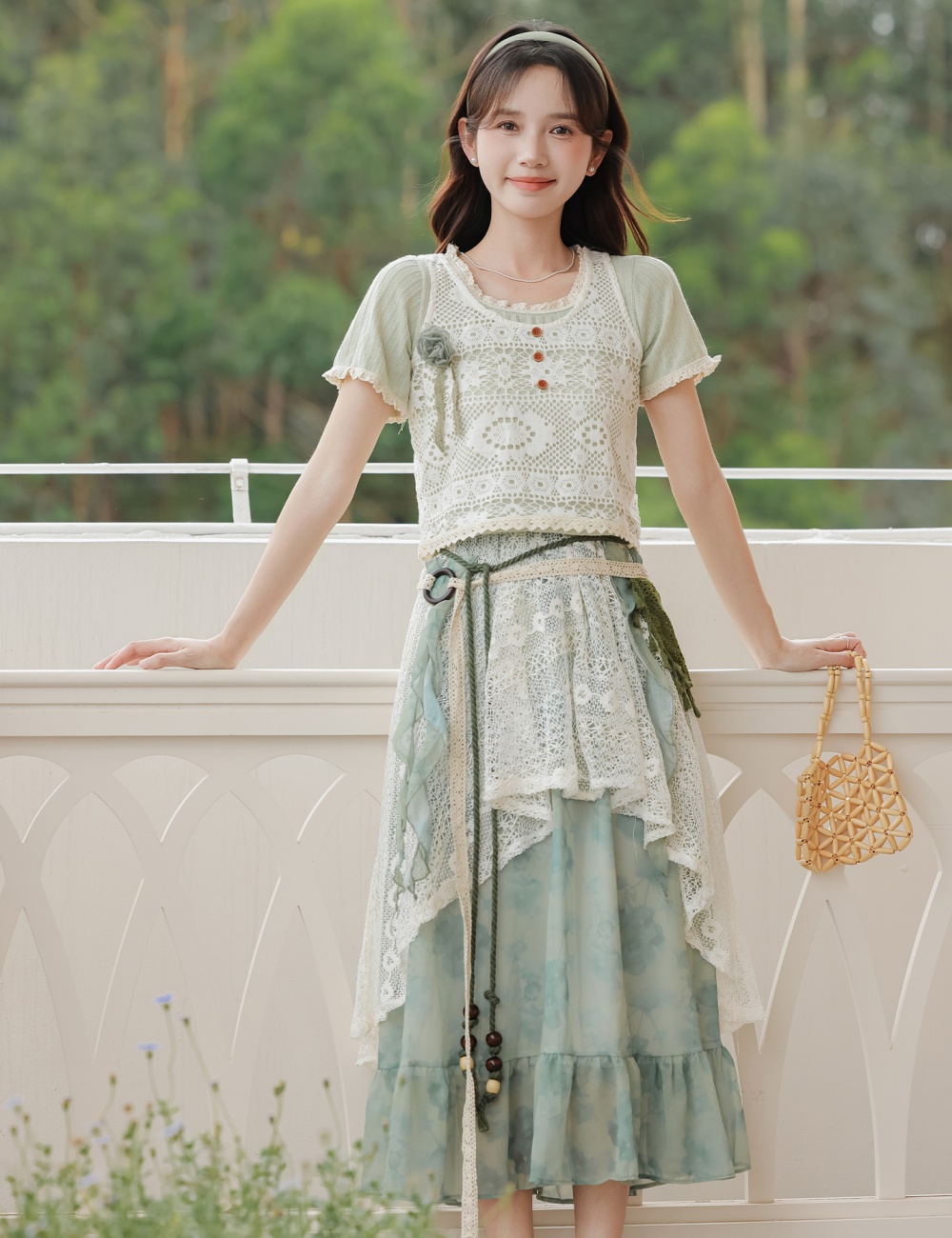 Pastoral style) summer seaside Bohemian style skirt
