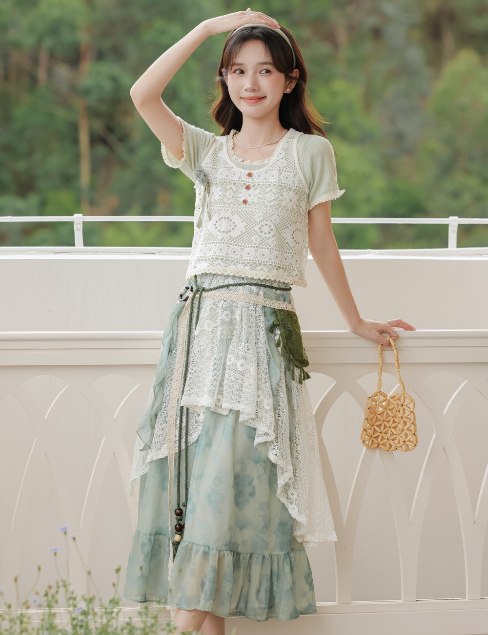 Pastoral style) summer seaside Bohemian style skirt
