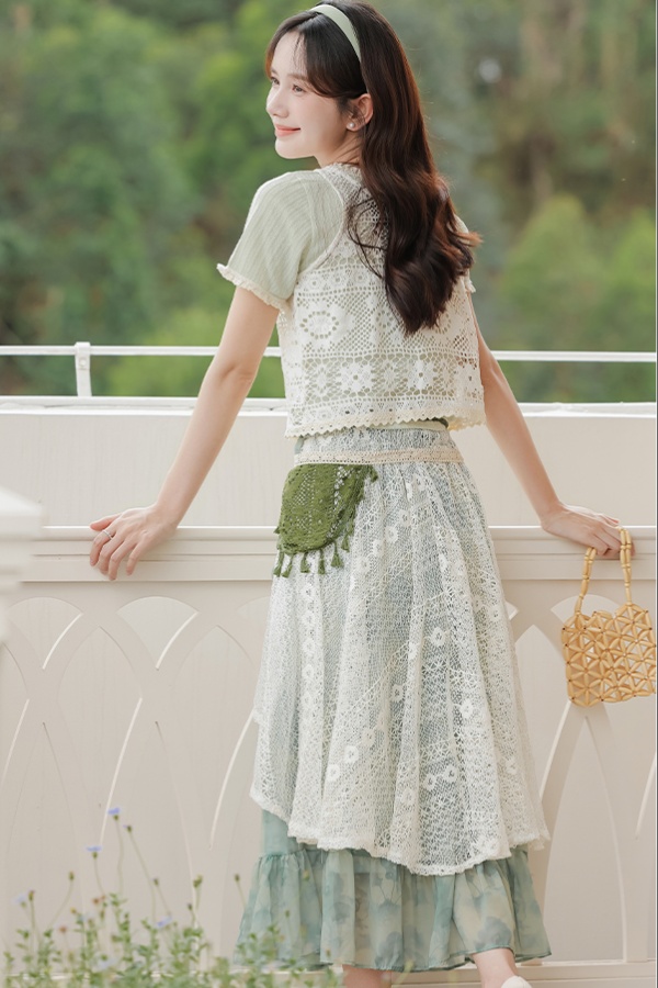 Pastoral style) summer seaside Bohemian style skirt