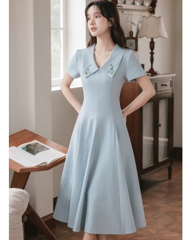 Fake show young flowers dress slim long dress