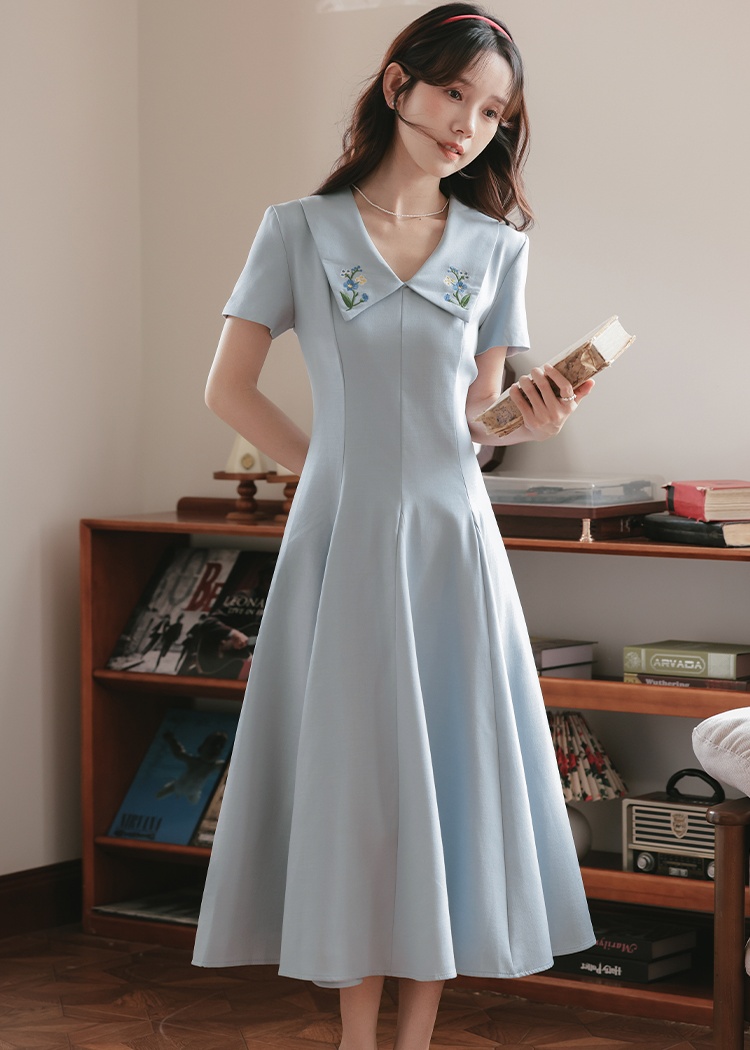 Fake show young flowers dress slim long dress
