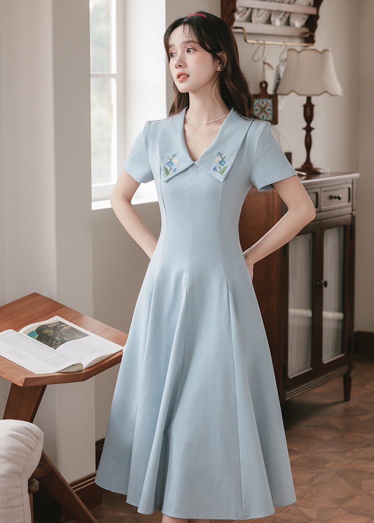 Fake show young flowers dress slim long dress