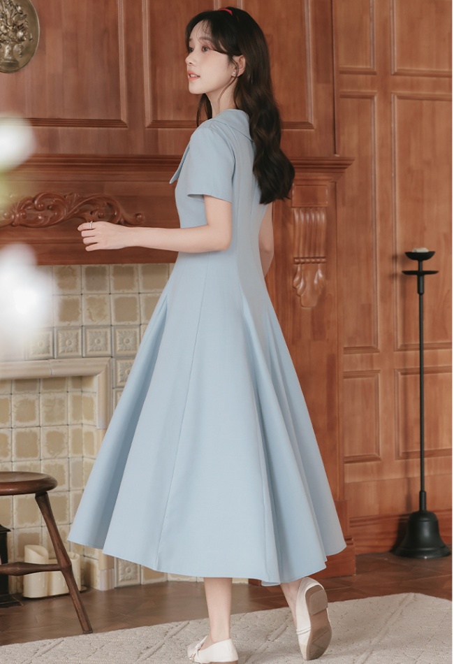 Fake show young flowers dress slim long dress