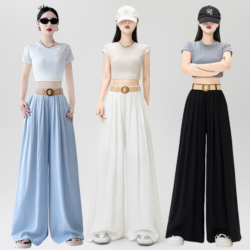 Bud high waist elastic waist drape long pants for women