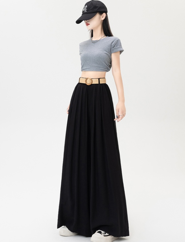 Bud high waist elastic waist drape long pants for women