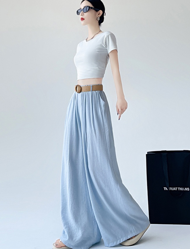 Bud high waist elastic waist drape long pants for women