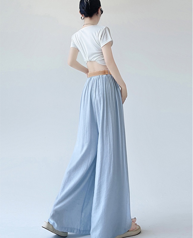 Bud high waist elastic waist drape long pants for women