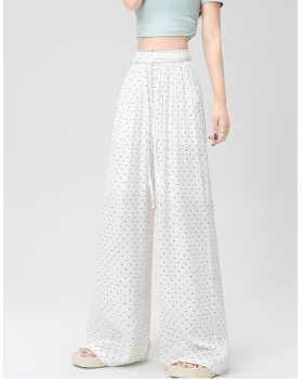 Cotton linen drape wide leg wicking long pants for women