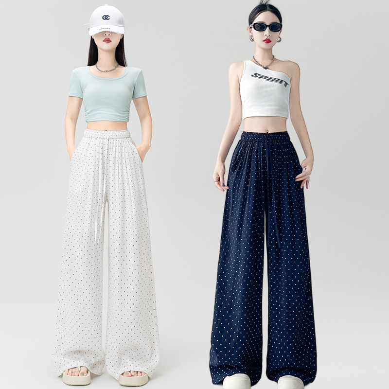 Cotton linen drape wide leg wicking long pants for women