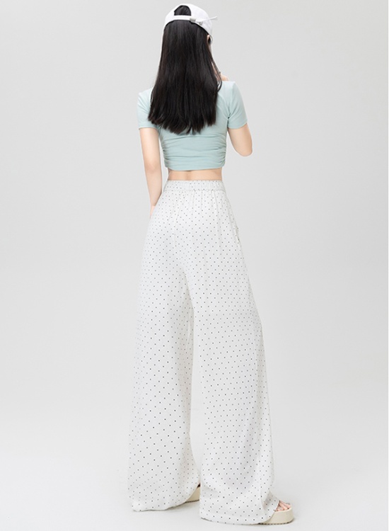 Cotton linen drape wide leg wicking long pants for women