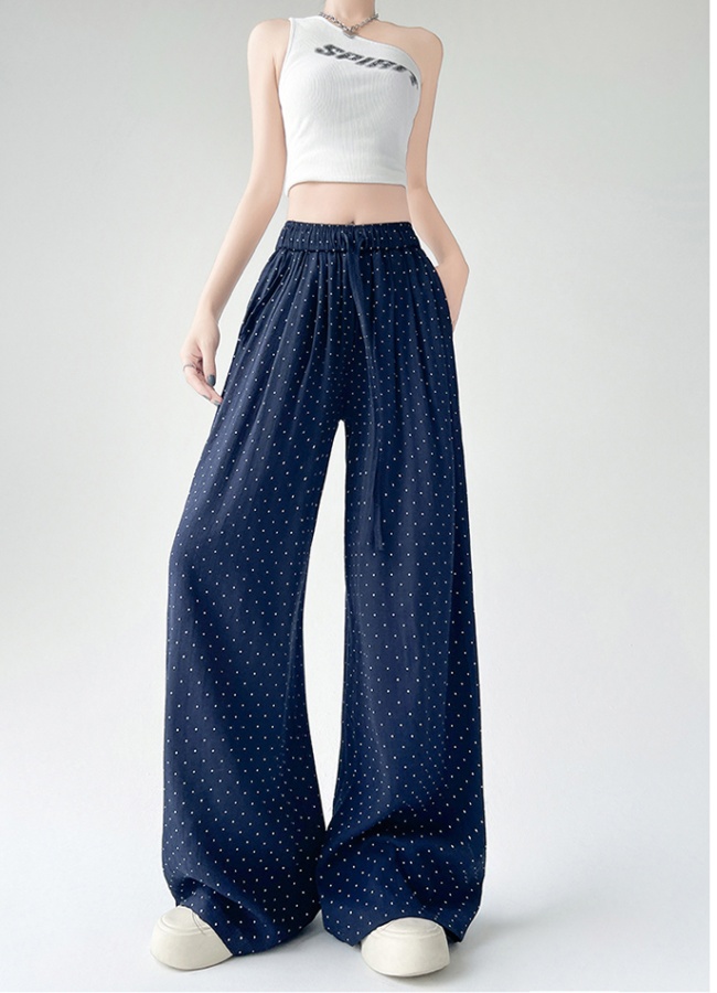 Cotton linen drape wide leg wicking long pants for women