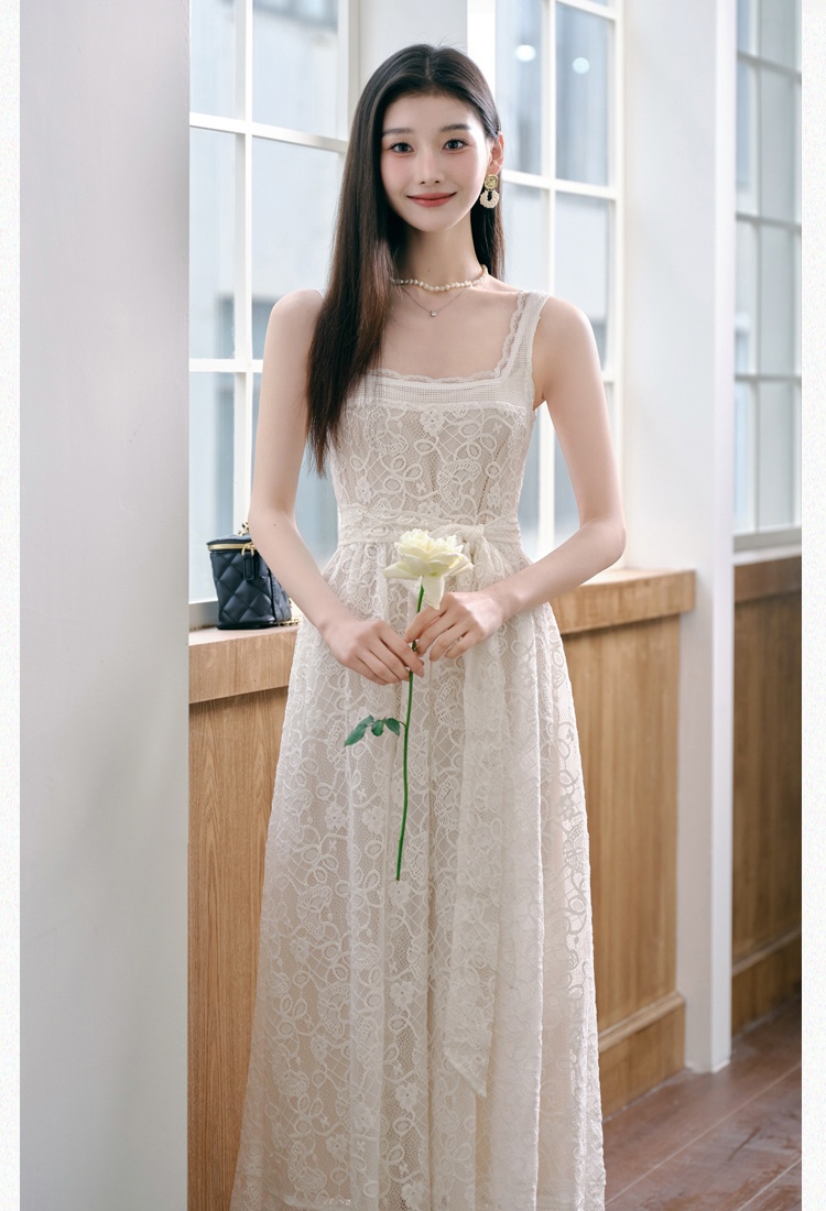Lace puff sleeve dress France style jacket 2pcs set