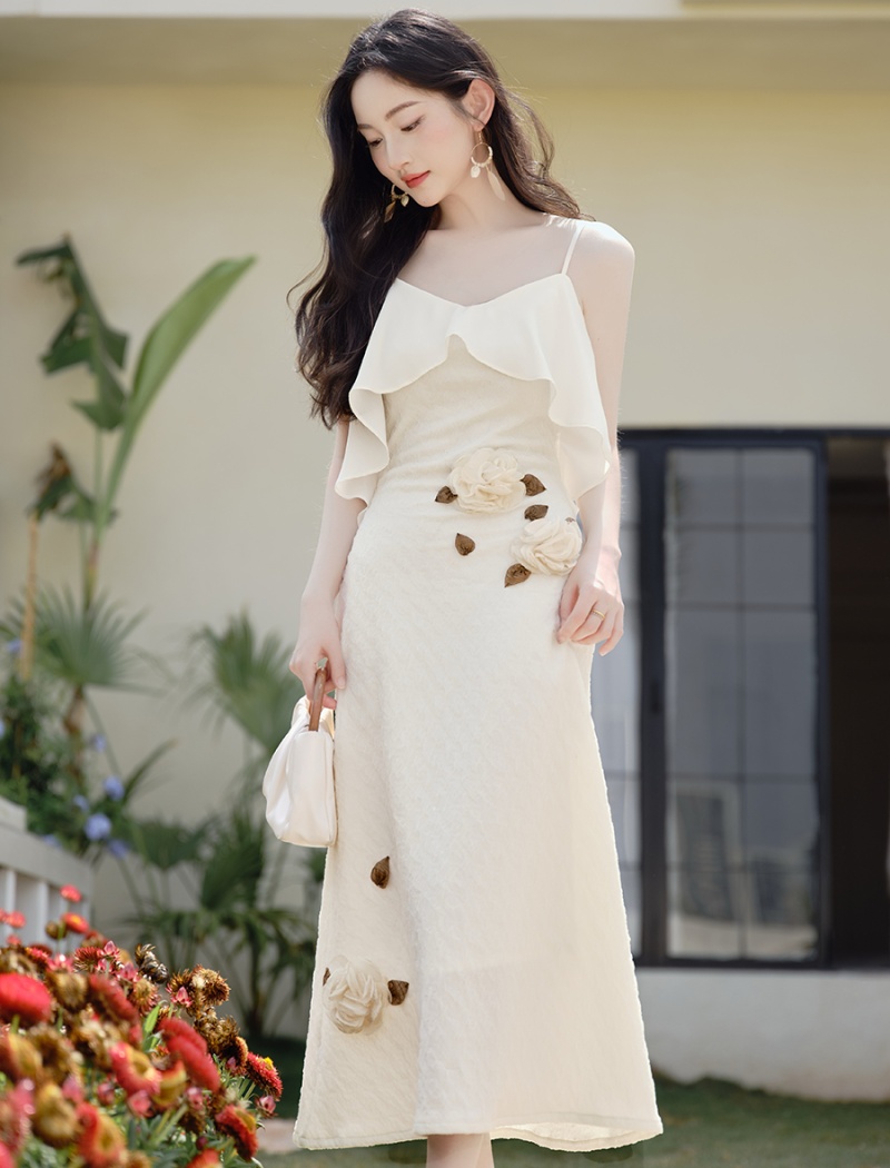 Elasticity France style cardigan sling dress 2pcs set