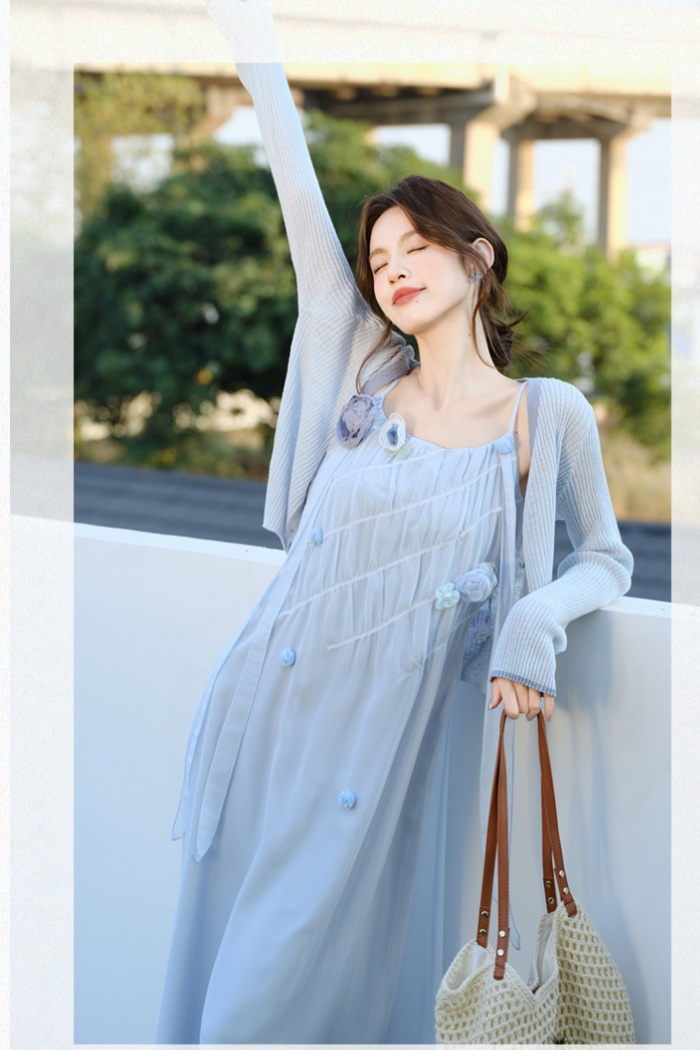 Vacation dress sling jacket 2pcs set