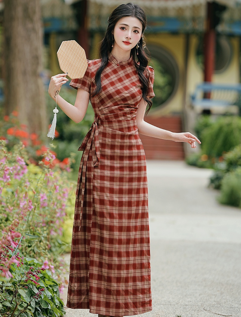 Maiden dress red cell cheongsam