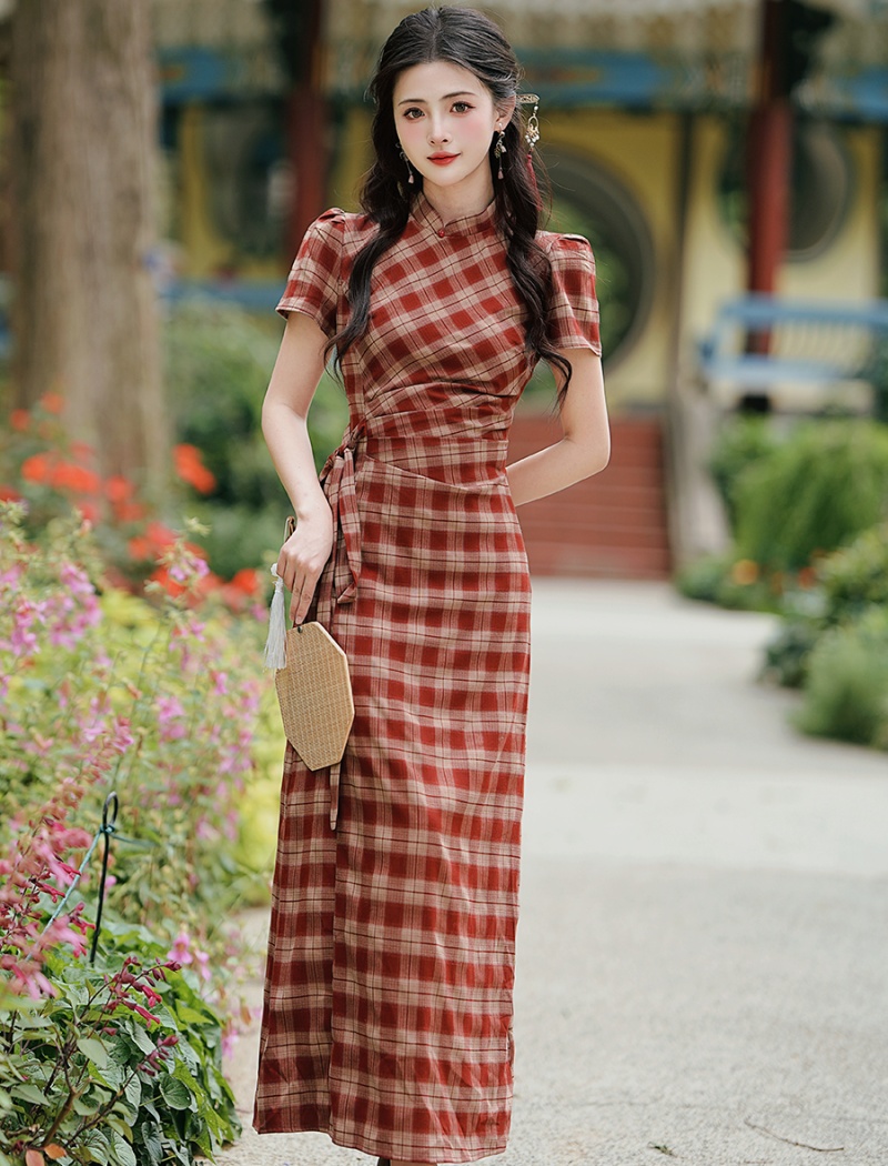Maiden dress red cell cheongsam
