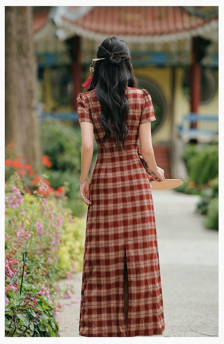 Maiden dress red cell cheongsam