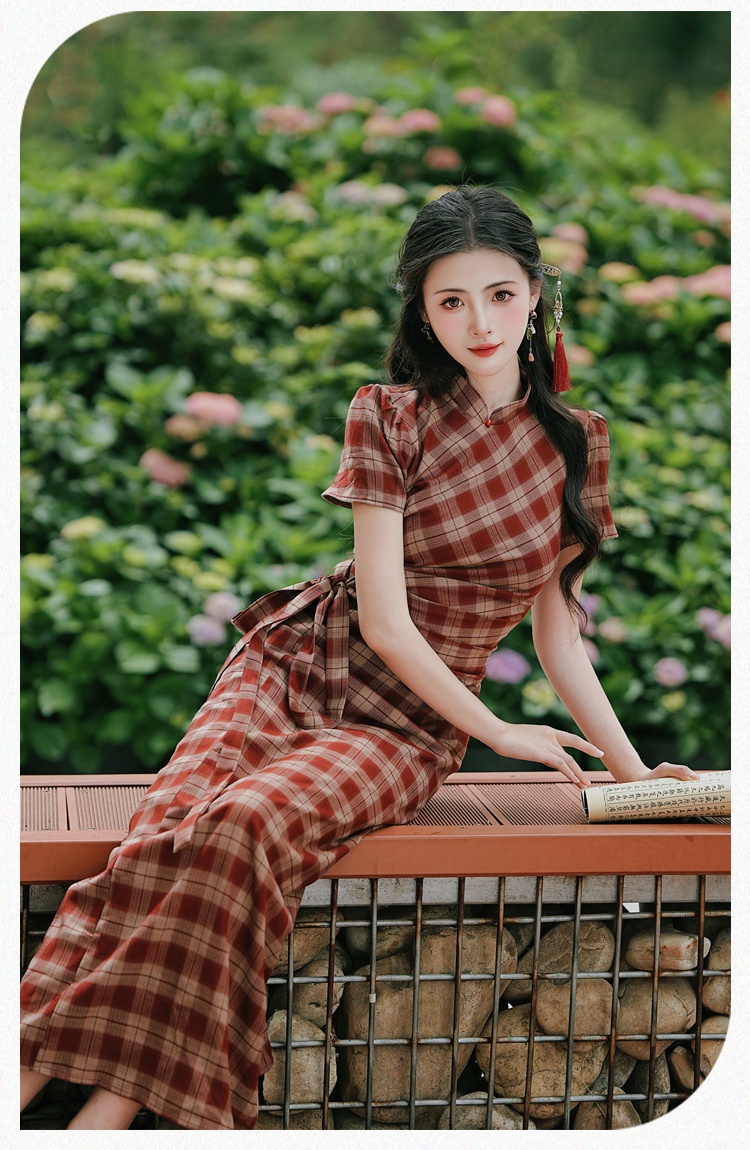Maiden dress red cell cheongsam