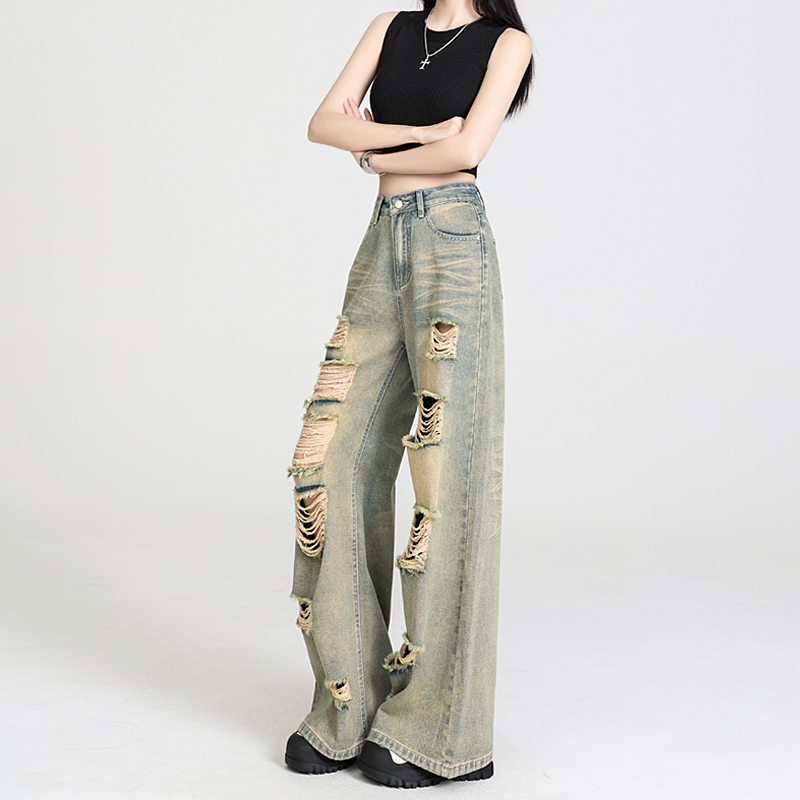 Wide leg breathable pants loose jeans for women