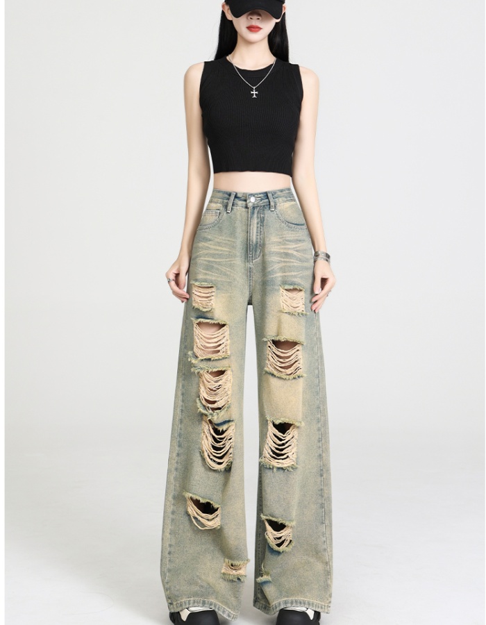 Wide leg breathable pants loose jeans for women