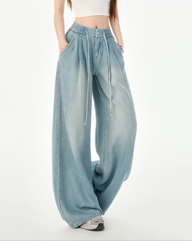 Thin summer flare pants wide leg loose jeans for women