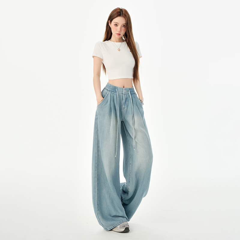 Thin summer flare pants wide leg loose jeans for women