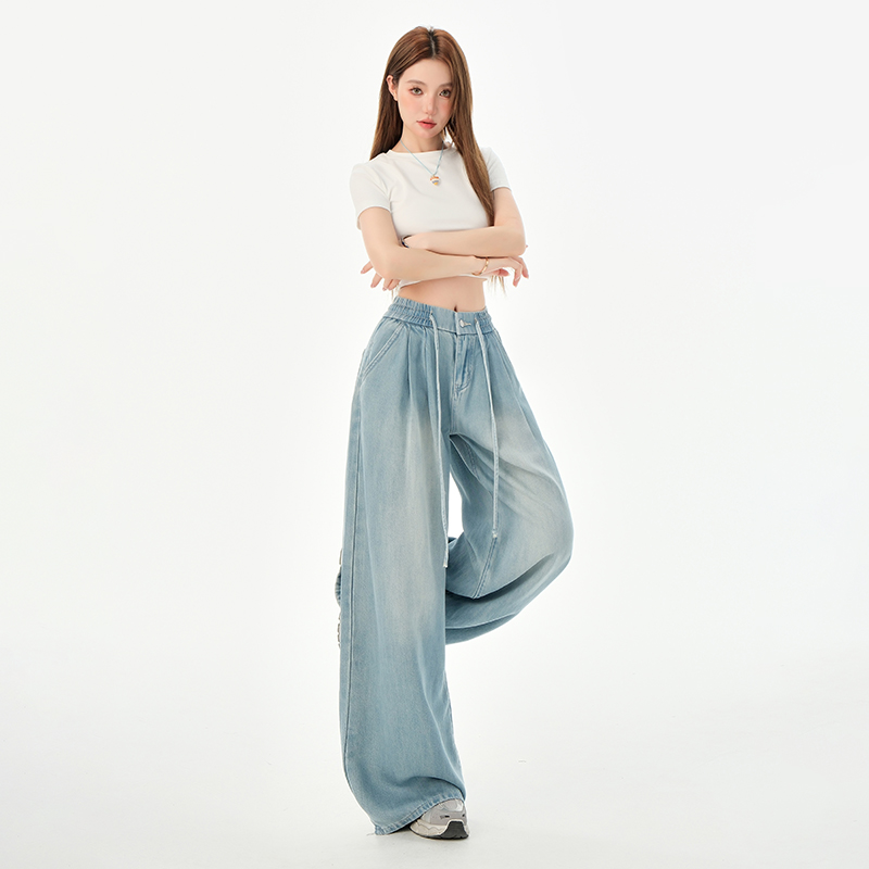 Thin summer flare pants wide leg loose jeans for women