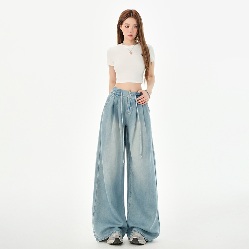 Thin summer flare pants wide leg loose jeans for women