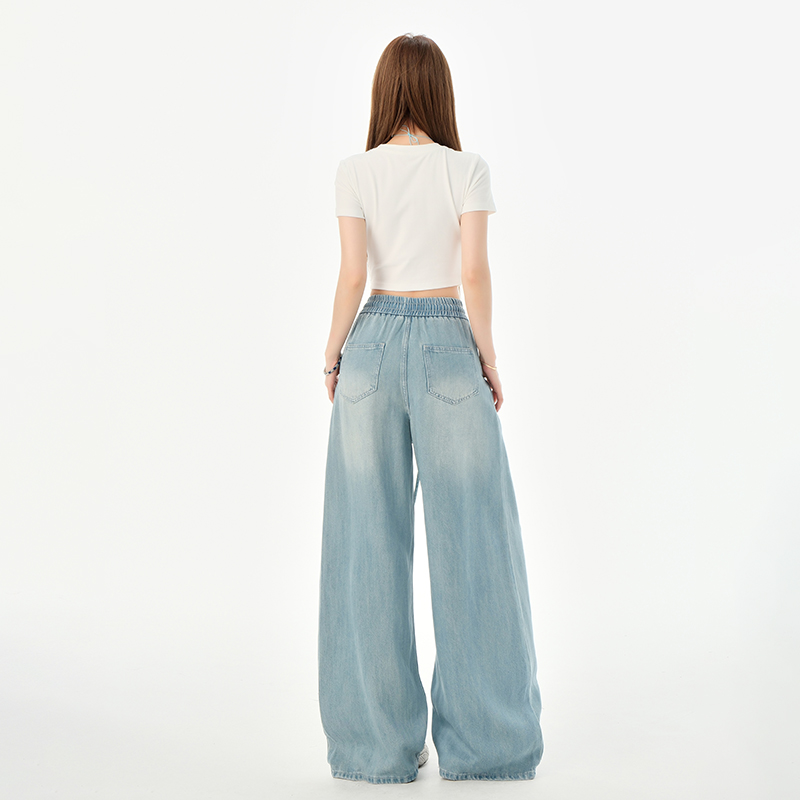 Thin summer flare pants wide leg loose jeans for women
