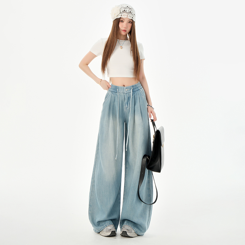 Thin summer flare pants wide leg loose jeans for women