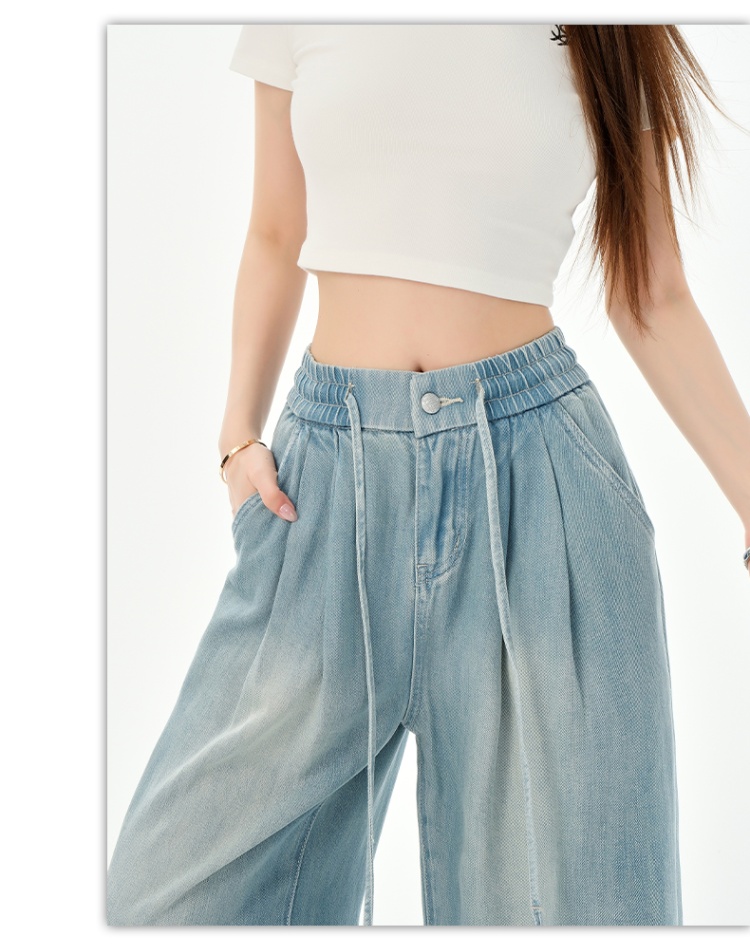Thin summer flare pants wide leg loose jeans for women