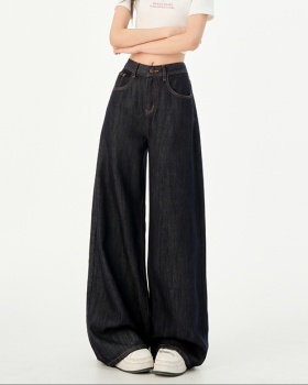 Summer thin jeans white ice silk wide leg pants