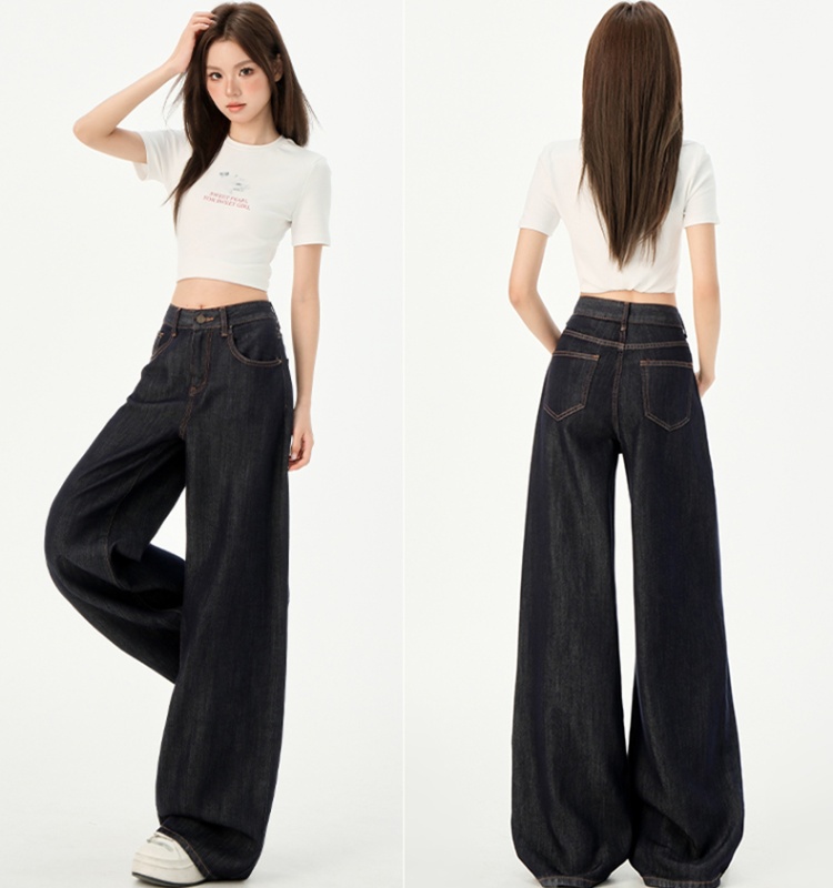 Summer thin jeans white ice silk wide leg pants