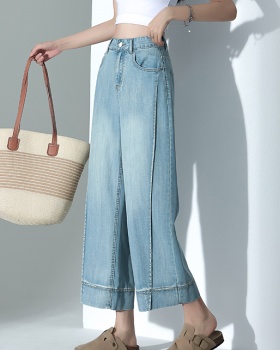 Straight pants high waist light color jeans for women