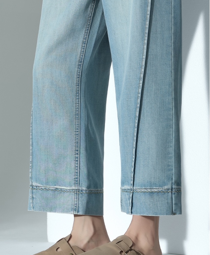 Straight pants high waist light color jeans for women