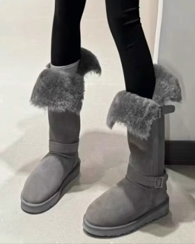 Flat round shoes plus velvet snow boots for women