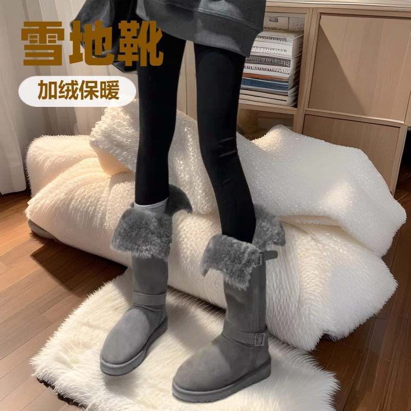 Flat round shoes plus velvet snow boots for women