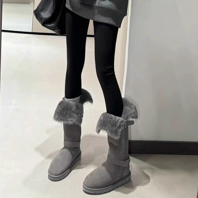 Flat round shoes plus velvet snow boots for women