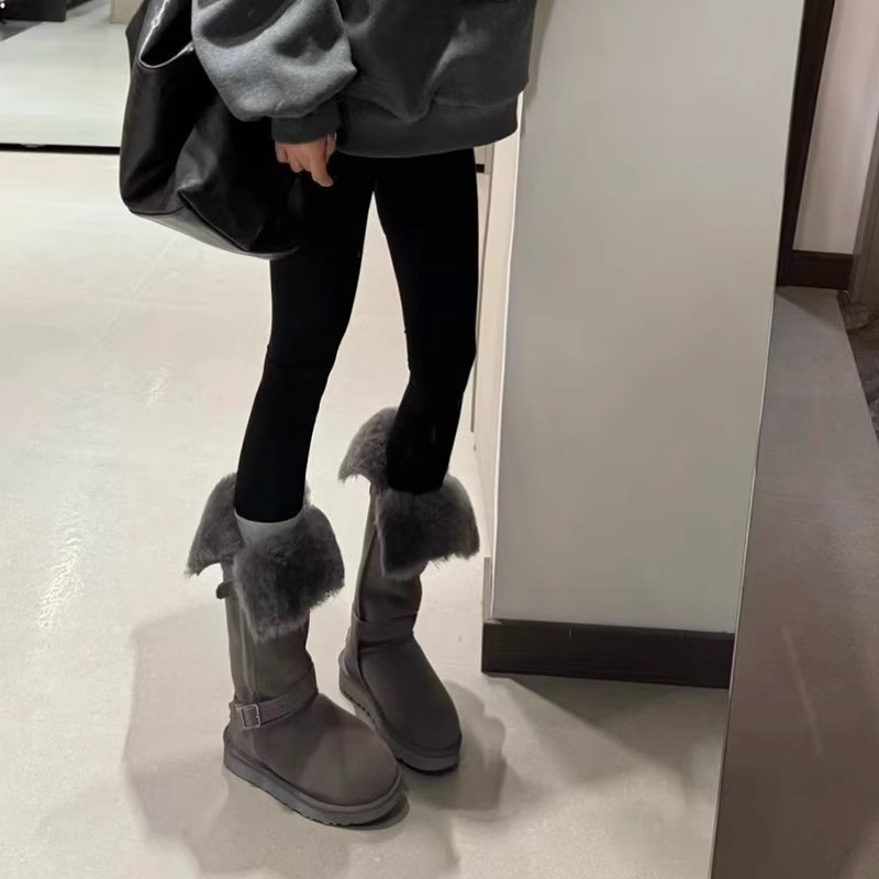 Flat round shoes plus velvet snow boots for women