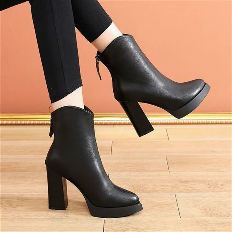 Fashion low cylinder platform thick boots