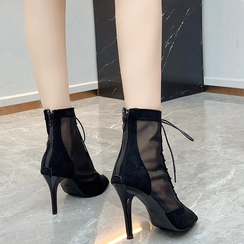 European style fish mouth boots hollow breathable sandals for women