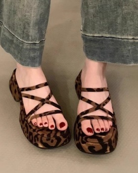 Thick crust summer sandals leopard slippers for women