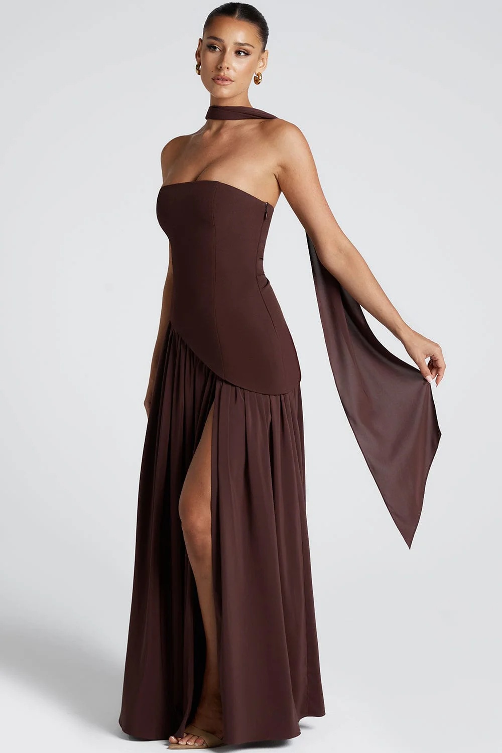 Wrapped chest halter long dress pure split dress for women