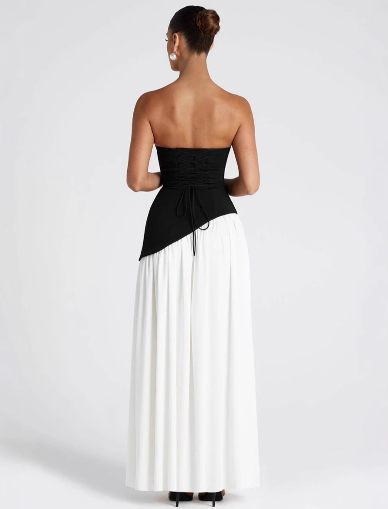Wrapped chest halter long dress pure split dress for women