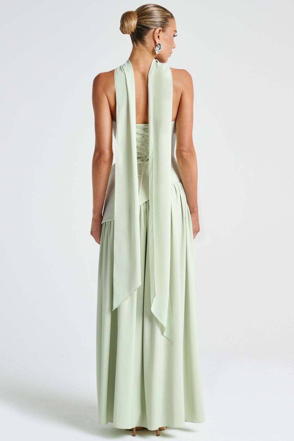 Wrapped chest halter long dress pure split dress for women
