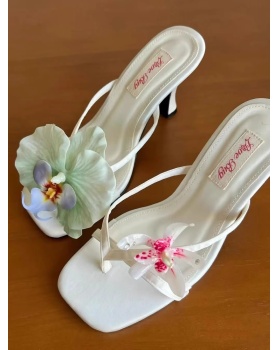 Temperament high-heeled asymmetry slippers for women
